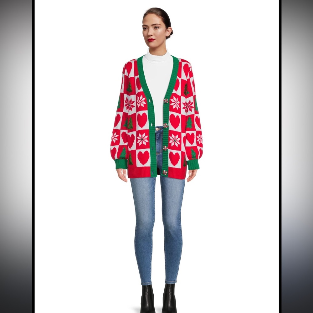 Awesome Festive Red and Green Holiday knit Sweater!!🎄